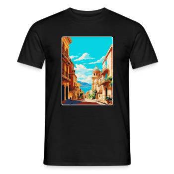 Palermo Italy Vintage Travel Poster WPA Souvenir - Men's T-Shirt - black - Front - AI Model Male 178 light (178cm)