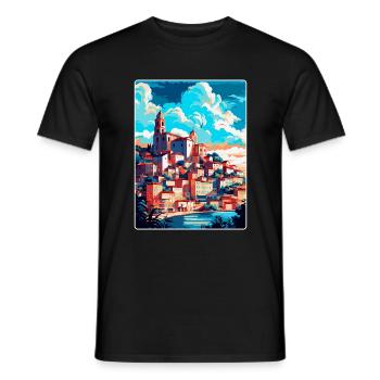 Coimbra Portugal Vintage Travel Poster Souvenir - Men's T-Shirt - black - Front - AI Model Male 178 light (178cm)