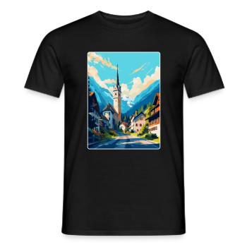 Oberammergau Germany Vintage Travel Poster WPA Art - Men's T-Shirt - black - Front - AI Model Male 178 light (178cm)