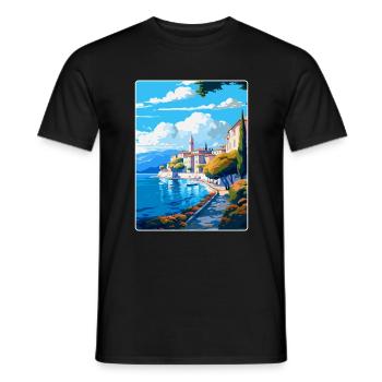 Opatija Kroatien Vintage Reiseplakat Souvenir WPA - Männer T-Shirt - Schwarz - Vorne - AI Model Male 178 light (178cm)