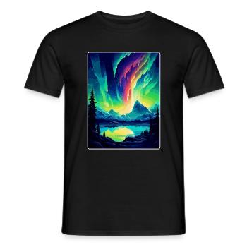 Nordlichter Island Vintage Reise Poster Wand - Männer T-Shirt - Schwarz - Vorne - AI Model Male 178 light (178cm)