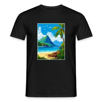 Sainte-Lucie Caraïbes Vintage Poster de voyage - T-shirt homme - noir - Devant - AI Model Male 178 light (178cm)