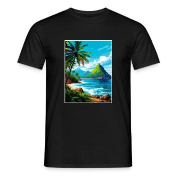 Saint Lucia Caribbean Vintage Travel Poster - Men's T-Shirt - black - Front - AI Model Male 178 light (178cm)