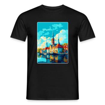 Malmö Schweden Vintage Reiseposter WPA Souvenir - Männer T-Shirt - Schwarz - Vorne - AI Model Male 178 light (178cm)