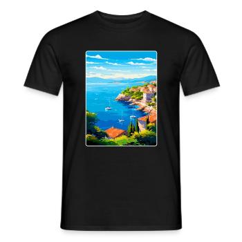 Côte d Azur Frankreich Vintage Reiseplakat Souvenir - Männer T-Shirt - Schwarz - Vorne - AI Model Male 178 light (178cm)
