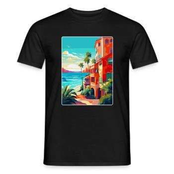Costa Del Sol Spanien Vintage Reiseplakat Souvenir - Männer T-Shirt - Schwarz - Vorne - AI Model Male 178 light (178cm)
