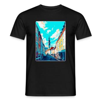Linz Austria Vintage Travel Poster WPA Souvenir - Men's T-Shirt - black - Front - AI Model Male 178 light (178cm)