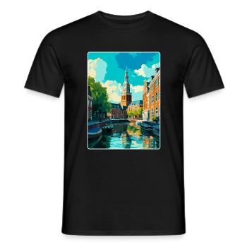 Groningue Pays-Bas Affiche de voyage vintage WPA - T-shirt homme - noir - Devant - AI Model Male 178 light (178cm)