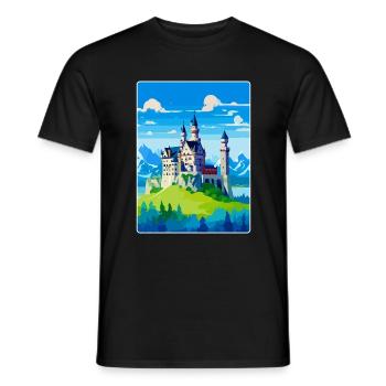 Neuschwanstein Germany Vintage Travel Poster WPA - Men's T-Shirt - black - Front - AI Model Male 178 light (178cm)