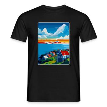 Reykjavik Iceland Vintage Travel Poster Souvenir - Men's T-Shirt - black - Front - AI Model Male 178 light (178cm)