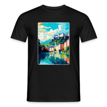 Salzbourg Autriche Poster de voyage vintage souvenir - T-shirt homme - noir - Devant - AI Model Male 178 light (178cm)