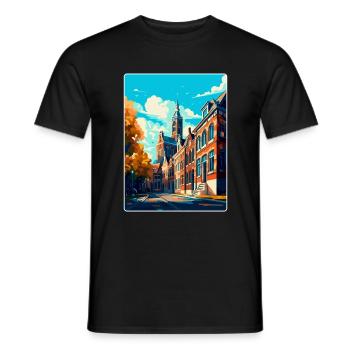 Tilburg Niederlande Vintage Reiseplakat Souvenir - Männer T-Shirt - Schwarz - Vorne - AI Model Male 178 light (178cm)