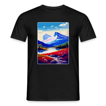 Scandinavian Mountains Norway Travel Poster WPA - Men's T-Shirt - black - Front - AI Model Male 178 light (178cm)