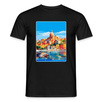 Cagliari Italy Vintage Travel Poster Souvenir WPA - Men's T-Shirt - black - Front - AI Model Male 178 light (178cm)