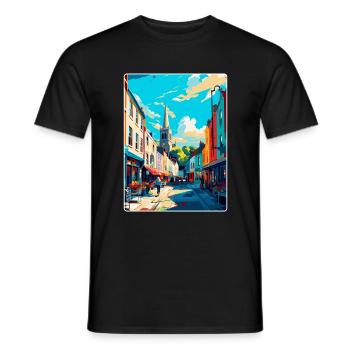 Galway Irland Uk Vintage Reiseplakat Souvenir - Männer T-Shirt - Schwarz - Vorne - AI Model Male 178 light (178cm)