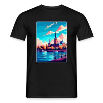 Mainz Deutschland Vintage Reiseplakat WPA Souvenir - Männer T-Shirt - Schwarz - Vorne - AI Model Male 178 light (178cm)