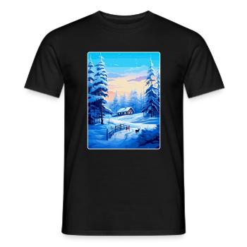 Lappland Finnland Vintage Reiseplakat Souvenir WPA - Männer T-Shirt - Schwarz - Vorne - AI Model Male 178 light (178cm)
