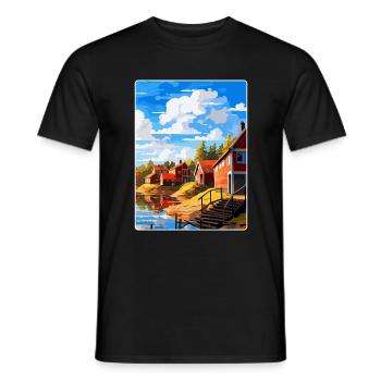 Porvoo Finlande Affiche de voyage vintage souvenir WPA - T-shirt homme - noir - Devant - AI Model Male 178 light (178cm)