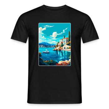 Skiathos Grèce Affiche de voyage vintage Souvenir WPA - T-shirt homme - noir - Devant - AI Model Male 178 light (178cm)