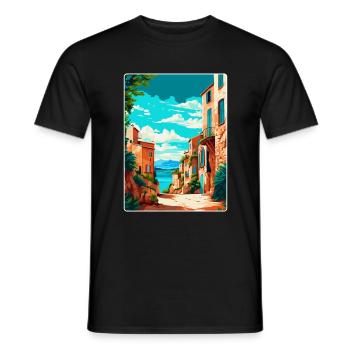 Mallorca Spanien Vintage Reiseplakat Souvenir WPA - Männer T-Shirt - Schwarz - Vorne - AI Model Male 178 light (178cm)