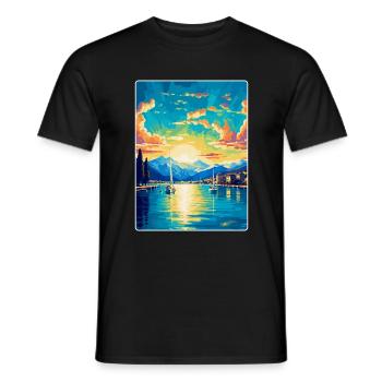 Genf Schweiz Vintage Reiseplakat Souvenir - Männer T-Shirt - Schwarz - Vorne - AI Model Male 178 light (178cm)