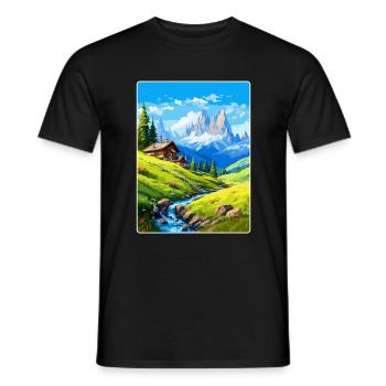 Dolomiten Italien Vintage Reiseplakat Souvenir WPA - Männer T-Shirt - Schwarz - Vorne - AI Model Male 178 light (178cm)