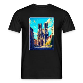 Reims Frankreich Vintage Reiseposter WPA Souvenir - Männer T-Shirt - Schwarz - Vorne - AI Model Male 178 light (178cm)