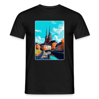 Uppsala Suède Affiche de voyage vintage Souvenir WPA - T-shirt homme - noir - Devant - AI Model Male 178 light (178cm)