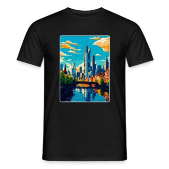 Francfort, Allemagne, Affiche de voyage vintage, souvenir - T-shirt homme - noir - Devant - AI Model Male 178 light (178cm)
