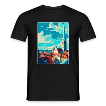 Tallinn Estonie Affiche de voyage vintage Souvenir WPA - T-shirt homme - noir - Devant - AI Model Male 178 light (178cm)