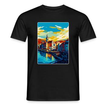 Bilbao Spain Vintage Travel Poster WPA Souvenir - Men's T-Shirt - black - Front - AI Model Male 178 light (178cm)