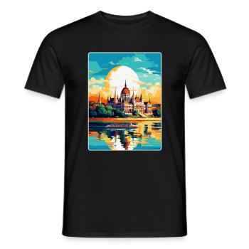 Budapest Ungarn Vintage Reiseplakat Souvenir - Männer T-Shirt - Schwarz - Vorne - AI Model Male 178 light (178cm)