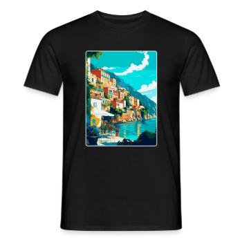 Capri Italy Vintage Travel Poster WPA Art Souvenir - Men's T-Shirt - black - Front - AI Model Male 178 light (178cm)