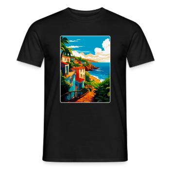 São Miguel Portugal Vintage Travel Poster Souvenir - Men's T-Shirt - black - Front - AI Model Male 178 light (178cm)