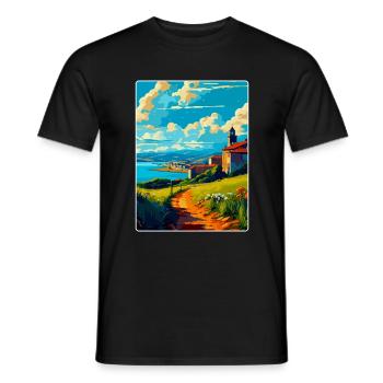 La Corogne Espagne Affiche de voyage vintage WPA Souvenir - T-shirt homme - noir - Devant - AI Model Male 178 light (178cm)