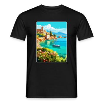 Crète Grèce Affiche de voyage vintage WPA Souvenir - T-shirt homme - noir - Devant - AI Model Male 178 light (178cm)