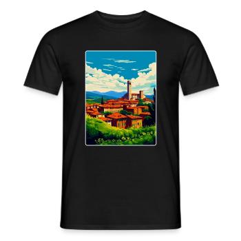 Lucca Italy Vintage Travel Poster WPA Art Souvenir - Men's T-Shirt - black - Front - AI Model Male 178 light (178cm)