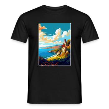 Galicien Spanien Vintage Reiseplakat WPA Souvenir - Männer T-Shirt - Schwarz - Vorne - AI Model Male 178 light (178cm)