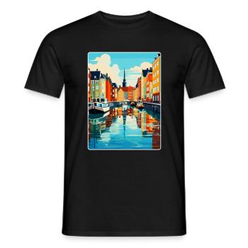 Copenhague, Danemark, Affiche de voyage vintage souvenir - T-shirt homme - noir - Devant - AI Model Male 178 light (178cm)