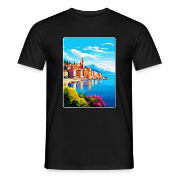 La Spezia Italien Vintage Reiseplakat Souvenir WPA - Männer T-Shirt - Schwarz - Vorne - AI Model Male 178 light (178cm)