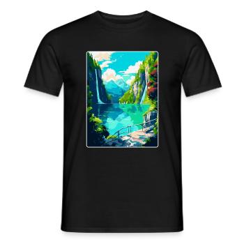Nationalpark Plitvicer Seen Kroatien Reiseplakat - Männer T-Shirt - Schwarz - Vorne - AI Model Male 178 light (178cm)