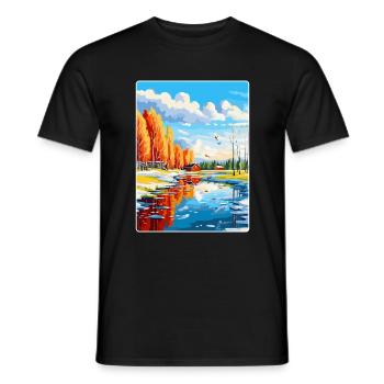 Oulu Finlande Affiche de voyage vintage WPA Souvenir - T-shirt homme - noir - Devant - AI Model Male 178 light (178cm)