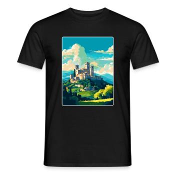 Assise, Italie, Affiche de voyage vintage, WPA, Souvenir - T-shirt homme - noir - Devant - AI Model Male 178 light (178cm)
