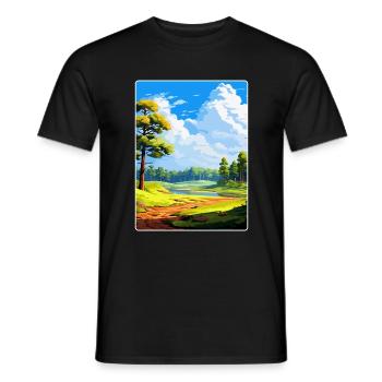 Wald von Fontainebleau Frankreich Reiseposter WPA - Männer T-Shirt - Schwarz - Vorne - AI Model Male 178 light (178cm)