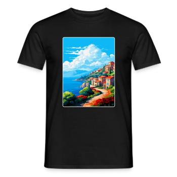 Elba Italien Vintage Reiseplakat Souvenir Souvenir - Männer T-Shirt - Schwarz - Vorne - AI Model Male 178 light (178cm)