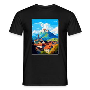 Ljubljana Slovenia Vintage Travel Poster Souvenir - Men's T-Shirt - black - Front - AI Model Male 178 light (178cm)