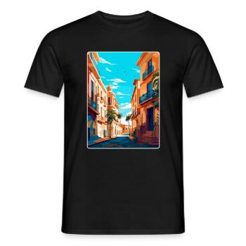 Valencia Spanien Vintage Reiseplakat Souvenir WPA - Männer T-Shirt - Schwarz - Vorne - AI Model Male 178 light (178cm)
