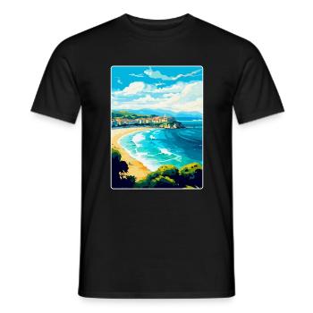 San Sebastian Spanien Vintage Reiseplakat Souvenir - Männer T-Shirt - Schwarz - Vorne - AI Model Male 178 light (178cm)