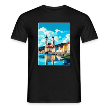 Passau Allemagne Affiche de voyage vintage Souvenir WPA - T-shirt homme - noir - Devant - AI Model Male 178 light (178cm)