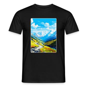 Stilfser Joch Italien Vintage Reiseposter WPA Souvenir - Männer T-Shirt - Schwarz - Vorne - AI Model Male 178 light (178cm)